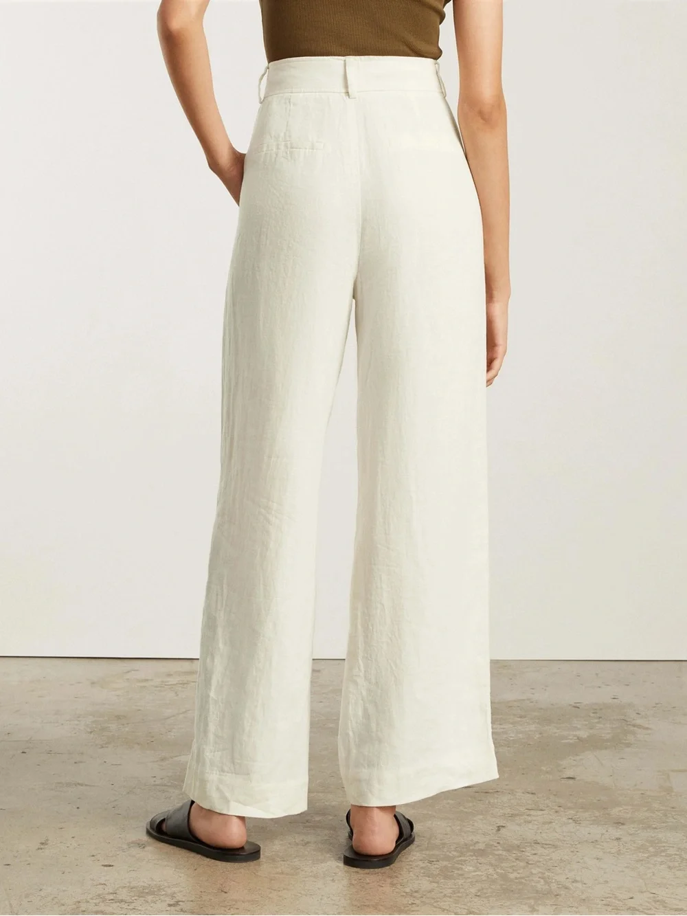 Everlane Way High Drape Linen Pants size 0 cream